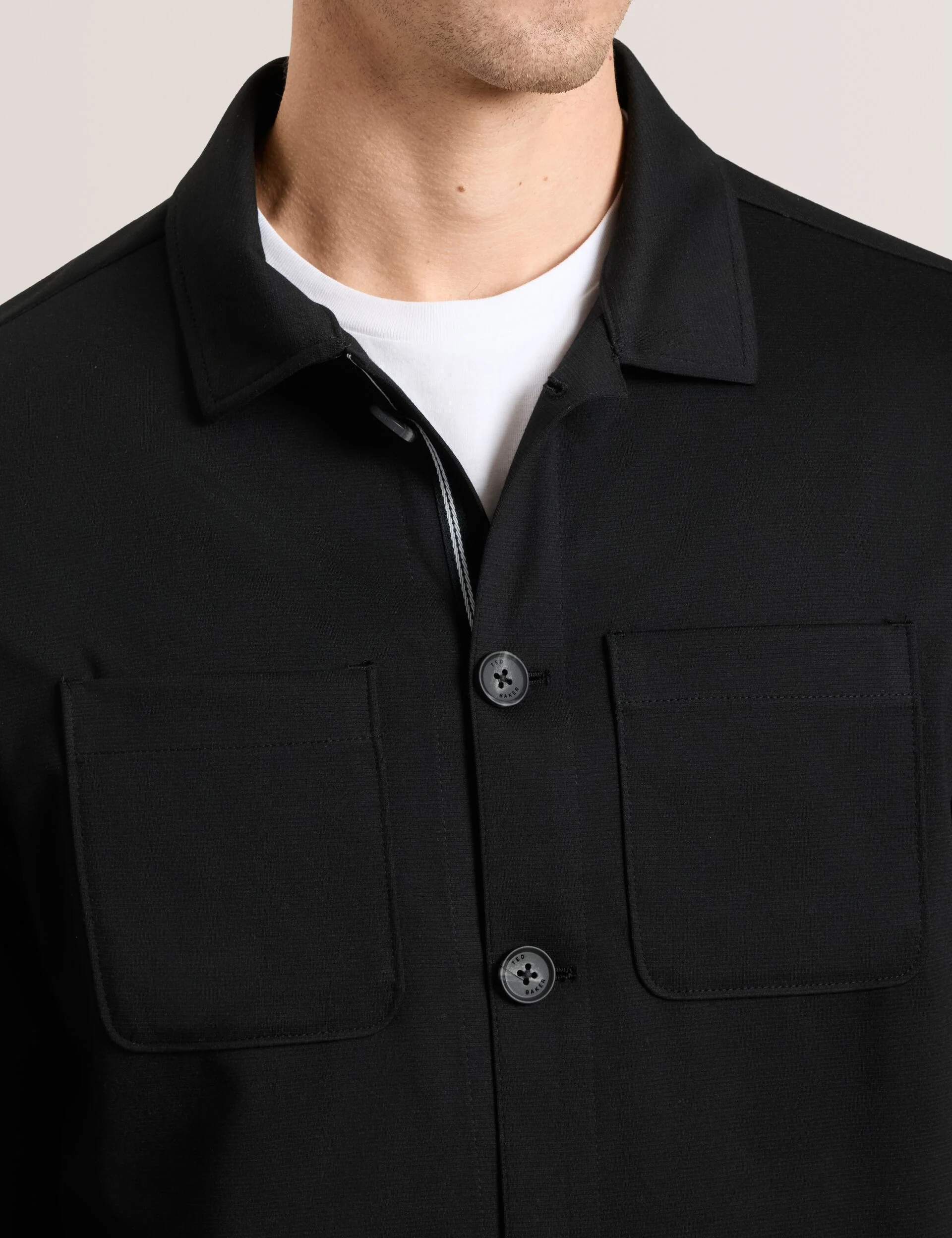 BUTTON FRONT SHACKET | BLACK - Image 4