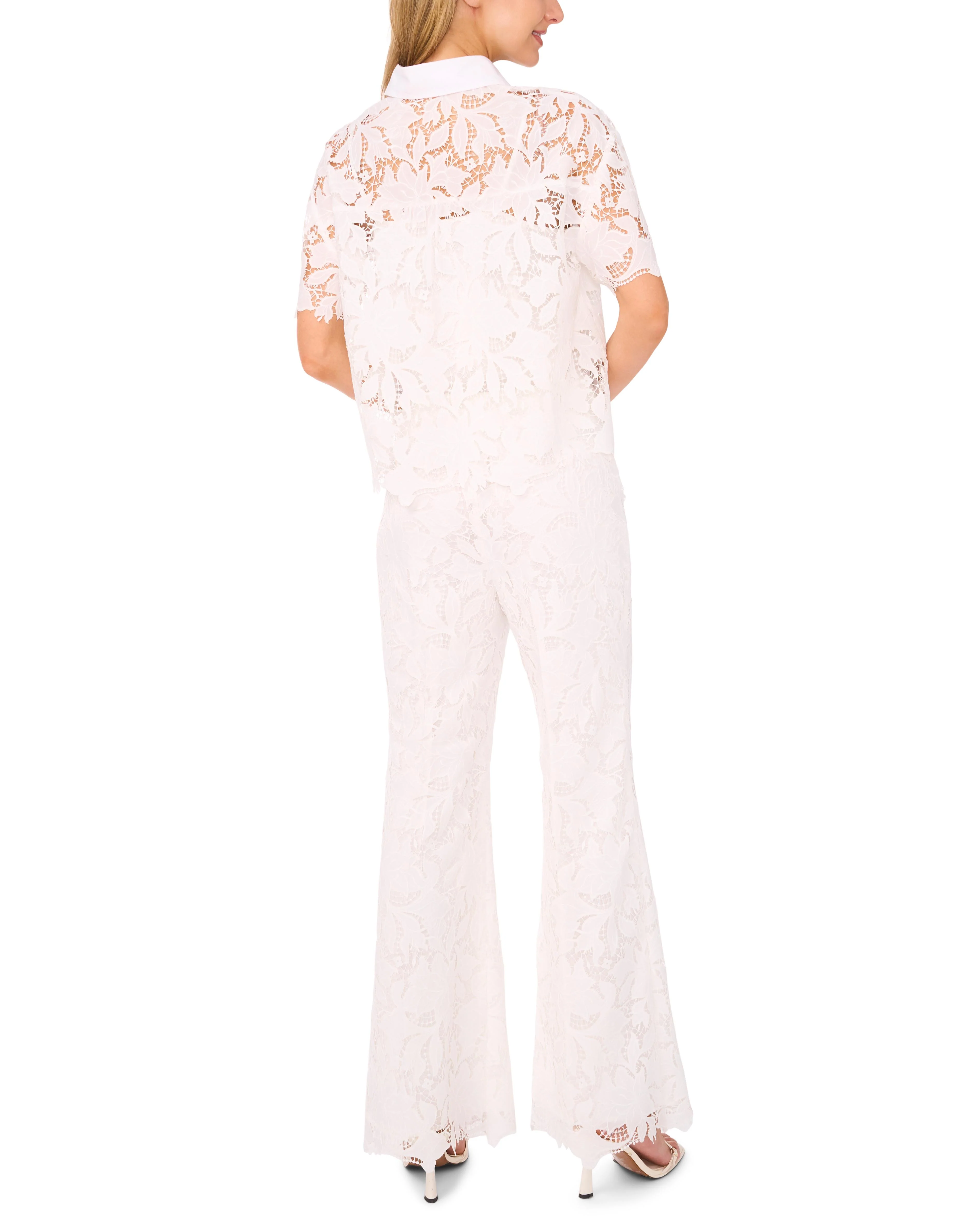 LACE FRONT PLEAT SUITING PANT | WHITE - Image 5
