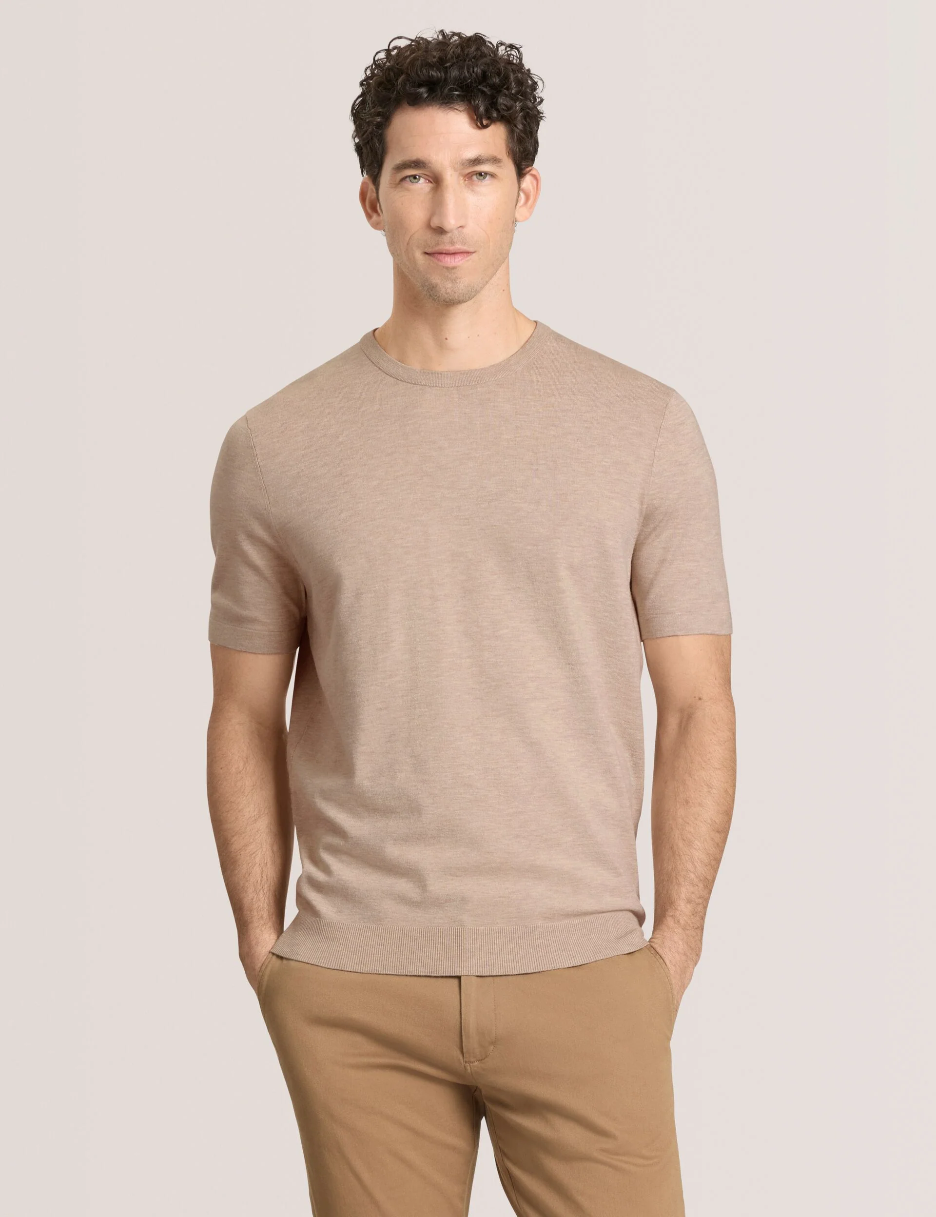 SHORT SLEEVE SWEATER | TAUPE