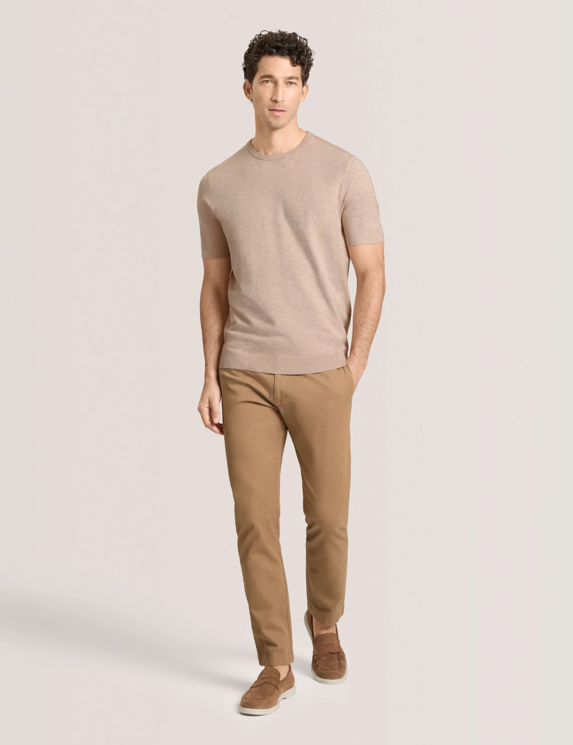 SHORT SLEEVE SWEATER | TAUPE - Image 2